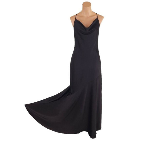 Halston Heritage Cowl Neck Slip Dress Size 8 Black $450 - Picture 4 of 16
